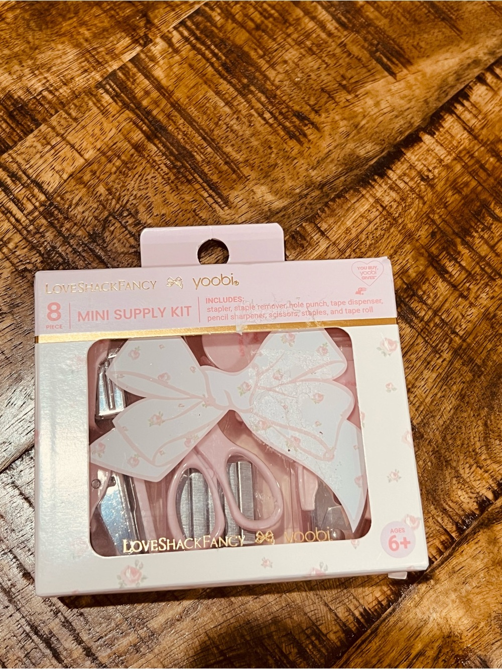 LoveShackFancy Pink and White Mini Desk Supply Kit